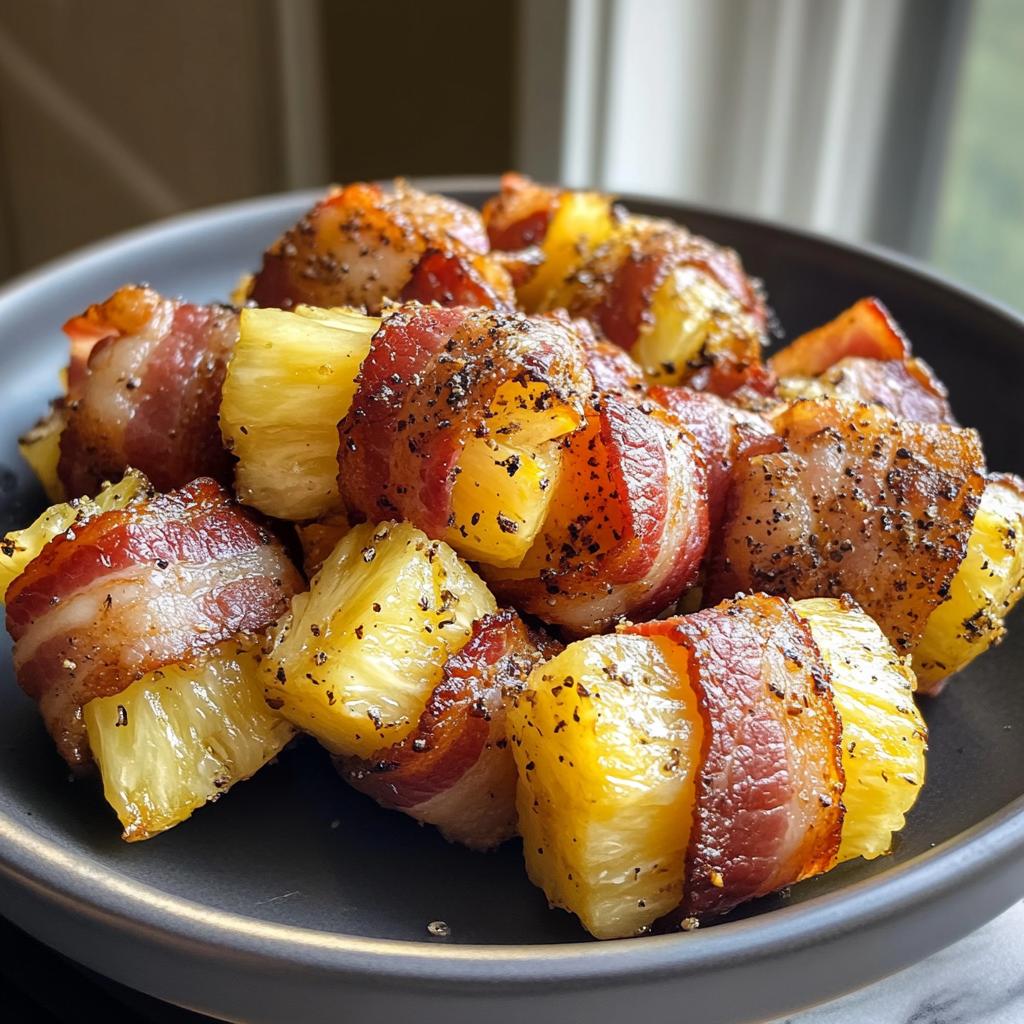 Air Fryer Bacon-Wrapped Pineapple Bites