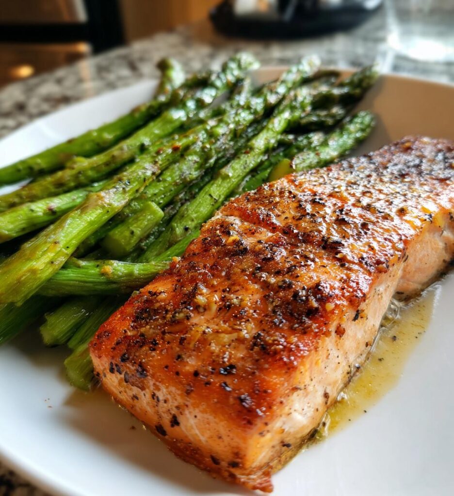 Air Fryer Salmon and Asparagus