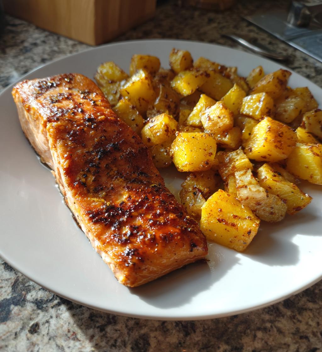 Air Fryer Salmon and Potatoes