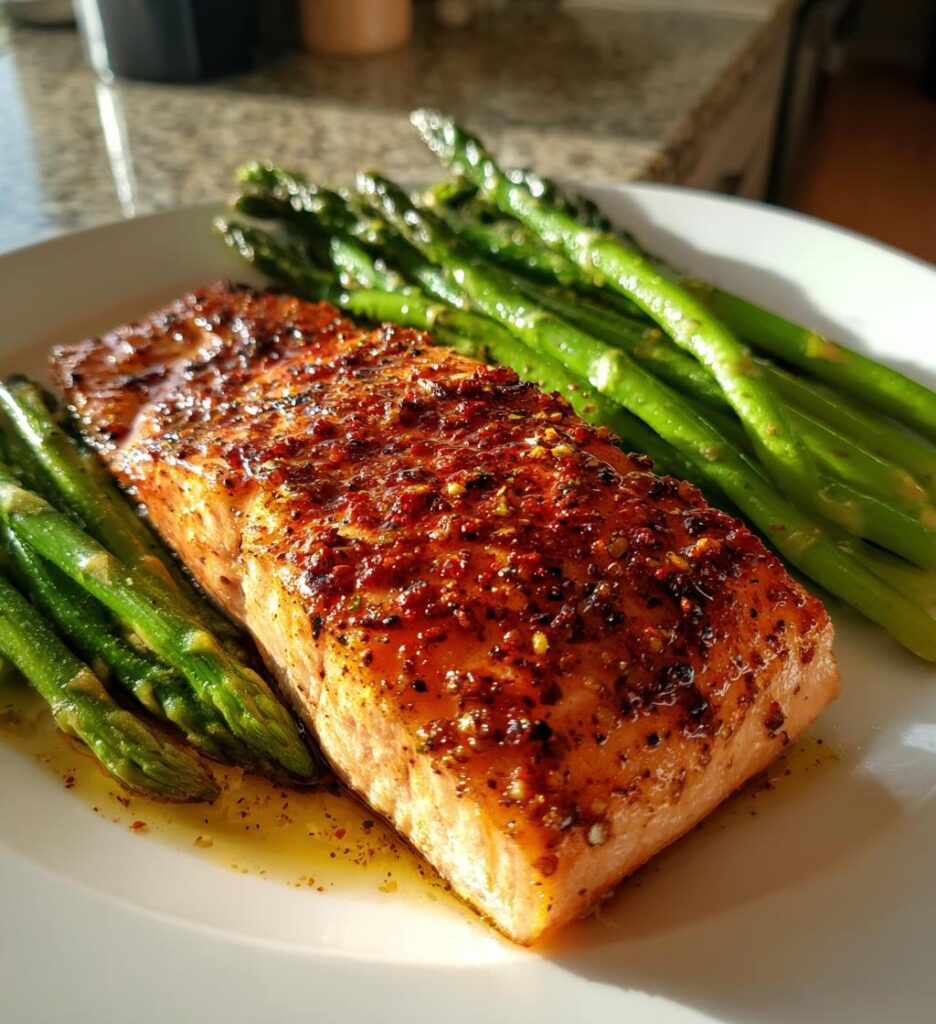 Air Fryer Salmon with Asparagus
