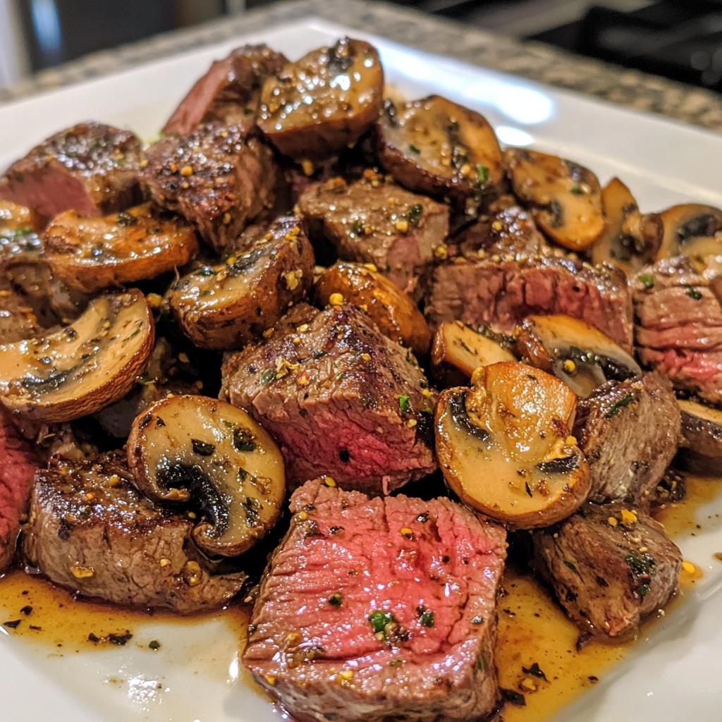 Air Fryer Steak Bites with Mushrooms - detail 1