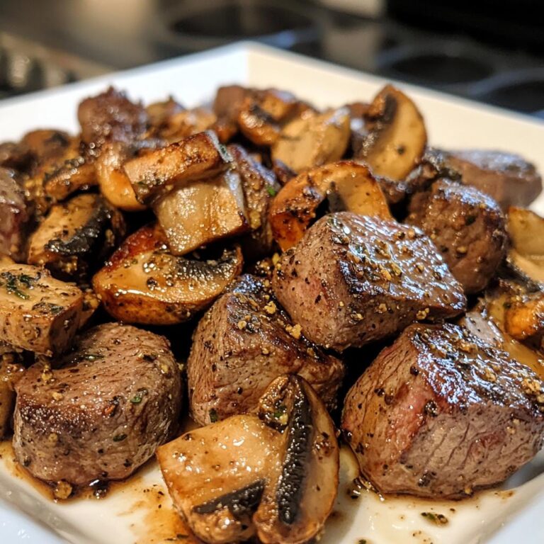 Air Fryer Steak Bites with Mushrooms