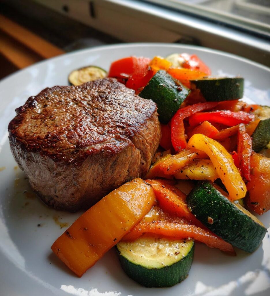 Air Fryer Steak and Roasted Veggies