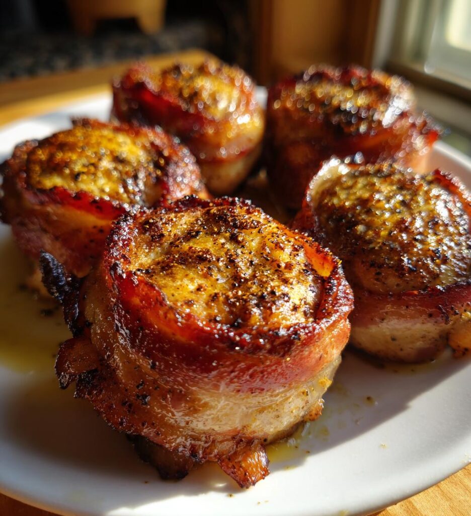 Air Fryer Bacon-Wrapped Pork Medallions
