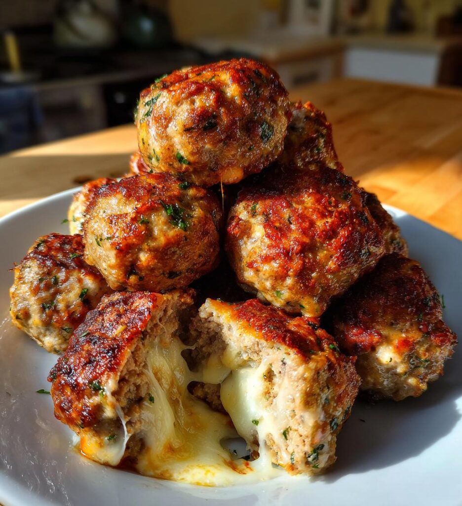 Air Fryer Cheese-Stuffed Meatballs