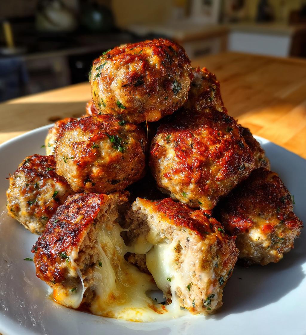 Air Fryer Cheese-Stuffed Meatballs