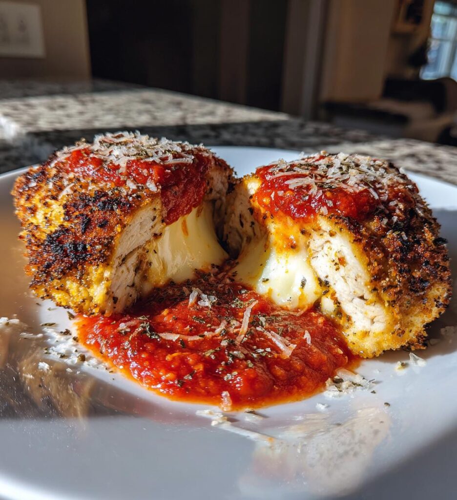 Air Fryer Mozzarella-Stuffed Chicken Parmesan