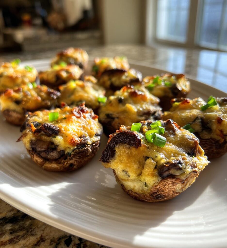 Air Fryer Mushrooms & Cheese Casserole Bites