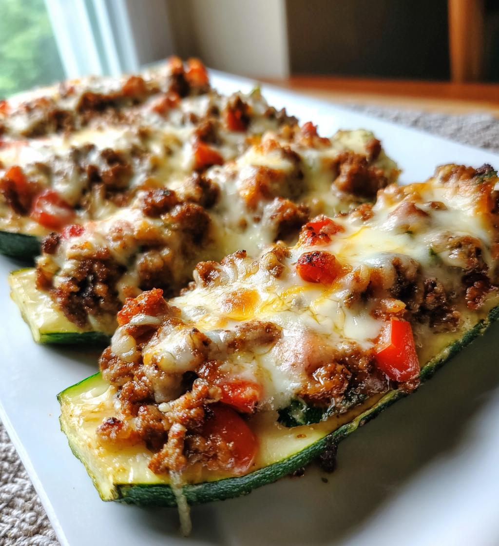 Air Fryer Zucchini Boats (Stuffed with Cheese/Meat)