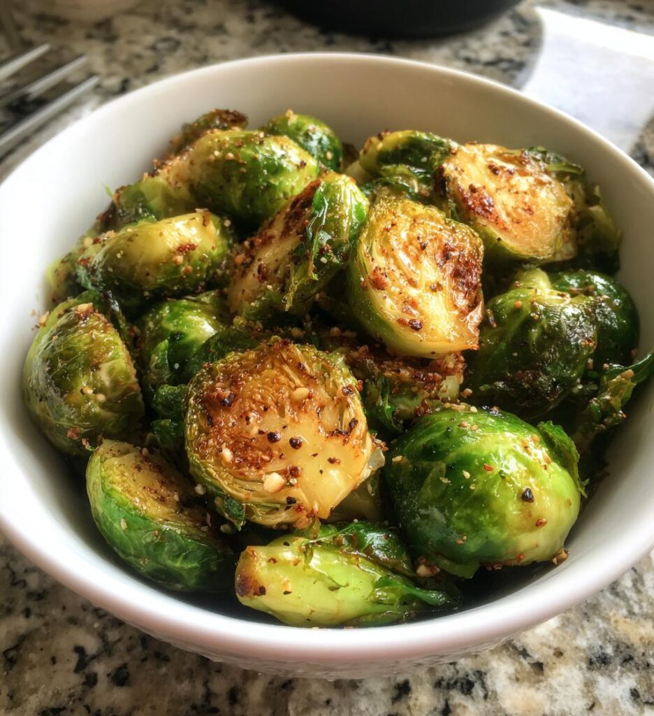Healthy Air Fryer Roasted Brussels Sprouts