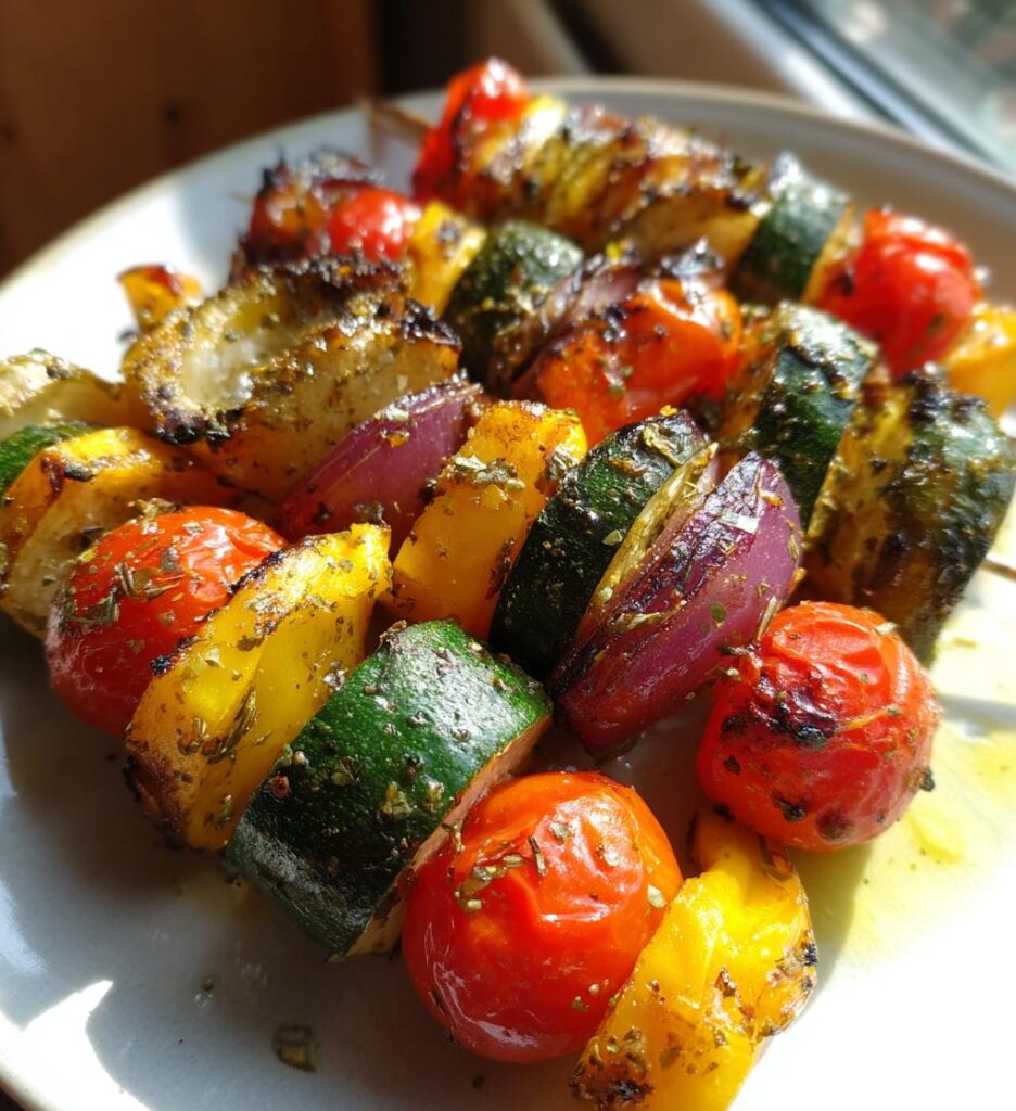 Healthy Air Fryer Mediterranean Veggie Skewers